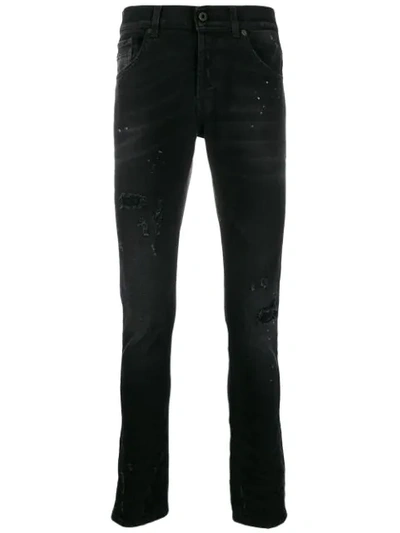 Dondup Distressed Slim-fit Jeans In Black