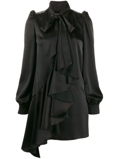 John Richmond Embellished Shoulder Pad Dress In Black