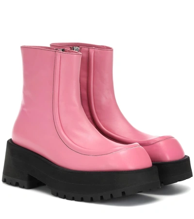 Marni Leather Ankle Boots In Pink