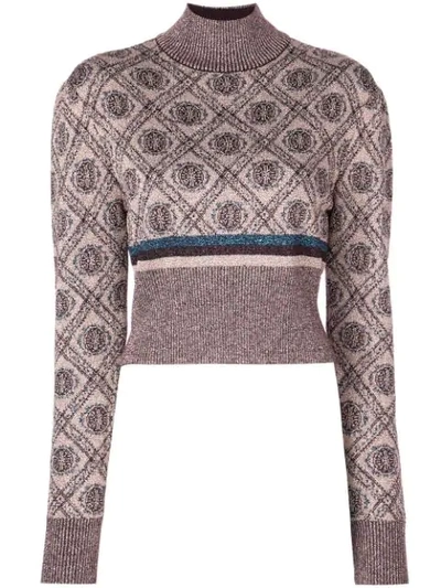 Cinq À Sept Weston Metallic-wool Turtleneck Sweater In Rose Gold Multi
