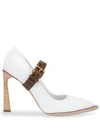 Fendi Women's Patent Neoprene Mary Jane Pumps In White