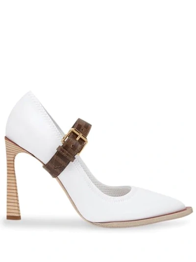 Fendi Women's Patent Neoprene Mary Jane Pumps In White