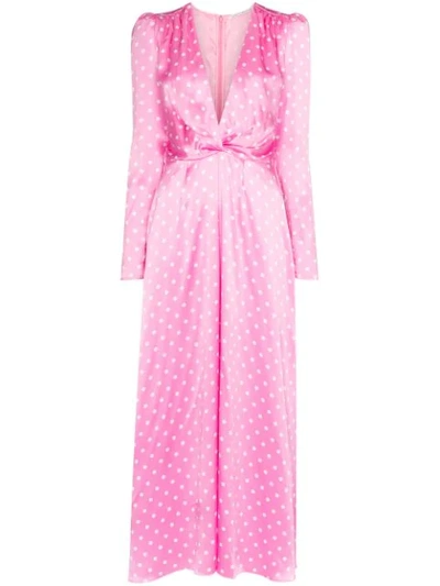 Alessandra Rich Polka dot Silk satin Midi Dress In Pink ModeSens