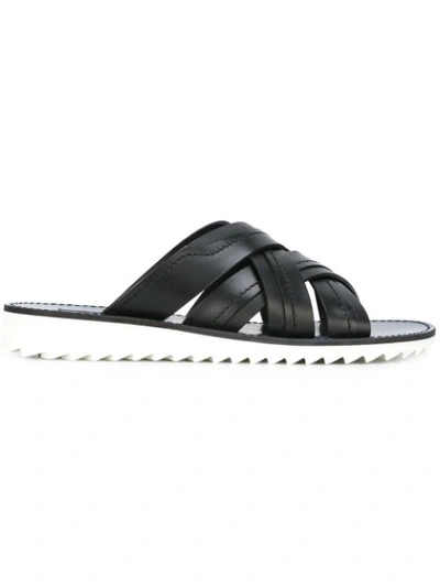 Dolce & Gabbana Mediteranio Cross Slides In Black