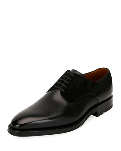 Bally Men's Badux Injected-lace Leather Oxford Shoes In Black