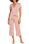 Eberjey Gisele Cropped Two-piece Jersey Pajama Set In Ash Rose/ Ivory