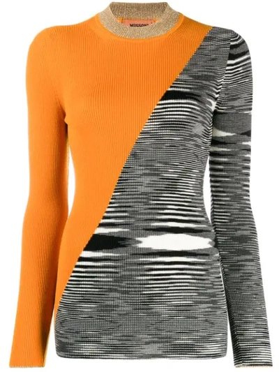 Missoni Bicolor Wool & Metal Knit Sweater In Sm0rr Orange Black