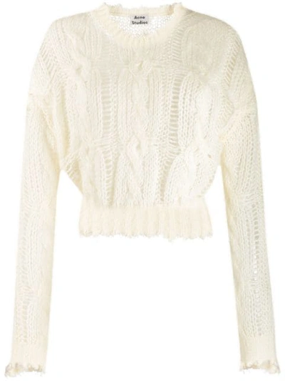 Acne Studios Kella Distressed Cable-knit Sweater In Frayed Cable Knit Sweater