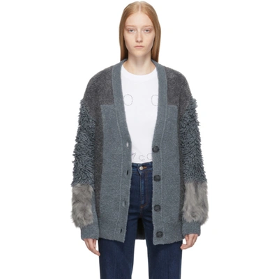 Stella Mccartney Wool And Faux Fur Cardigan In Beige