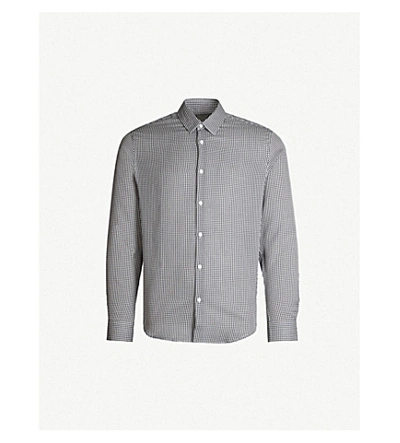 Sandro Checked Cotton Shirt In Navy Blue