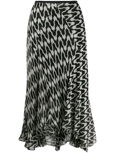 Diane Von Furstenberg Debra Houndstooth-patterned Silk Midi Skirt In Black