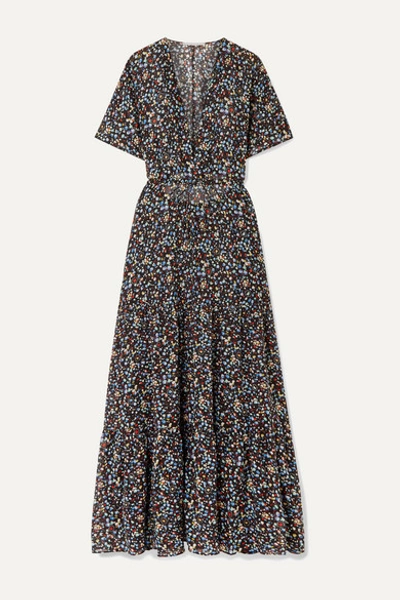 Stella Mccartney Tiered Printed Cotton And Silk-blend Maxi Dress In Black