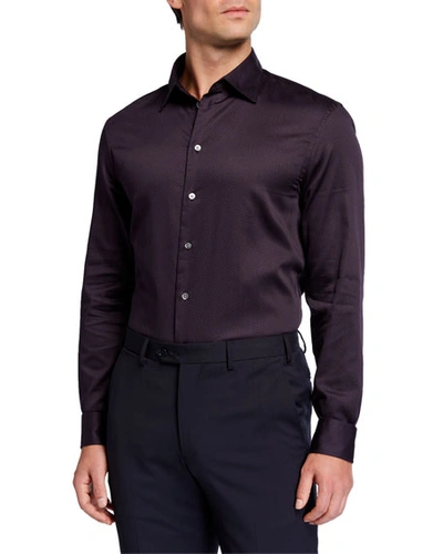 Armani Collezioni Emporio Armani Micro Dot Regular Fit Sport Shirt In Purple