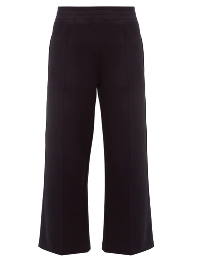 Moncler Cropped Cotton-blend Wide-leg Trousers In Black