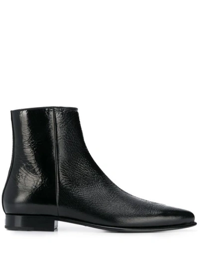 Givenchy Dallas Crackled-leather Ankle Boots In 001 Black