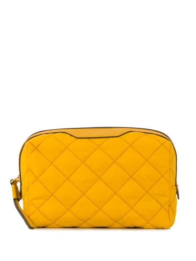 Tory Burch Perry Quilted Nylon Small Cosmetic Case In Yellow