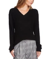 Vince Camuto Ribbed-knit V-neck Sweater In Rich Black