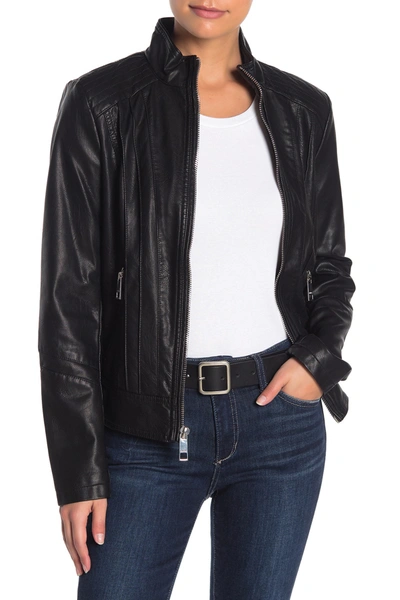 Guess Front Zip Faux-leather Jacket, Created For Macy's In Black