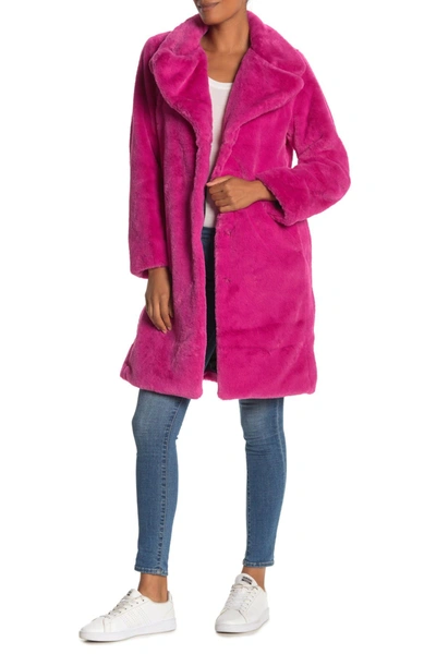 Avec Les Filles Faux Fur Coat In Hot Pink