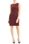 Theory Sleeveless Stretch Wool Sheath Dress In Mulberry