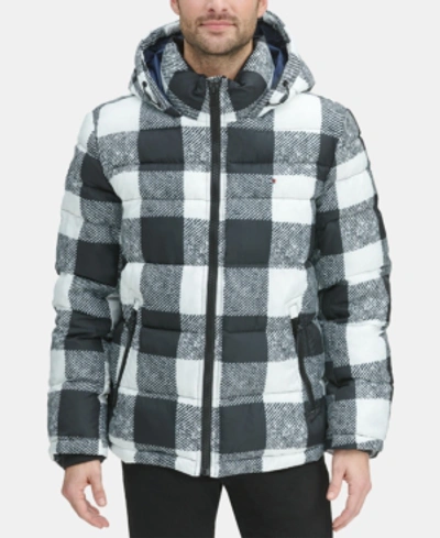 Tommy Hilfiger Men's Quilted Puffer Jacket, Created For Macy's In White Plaid