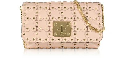 Red Valentino Flower Puzzle Genuine Leather Clutch In Nude