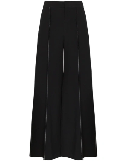 Marni Contrast-stitch Flared Trousers In Black