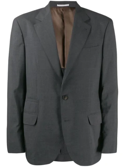 Brunello Cucinelli Micro-check Suit Jacket In Grey