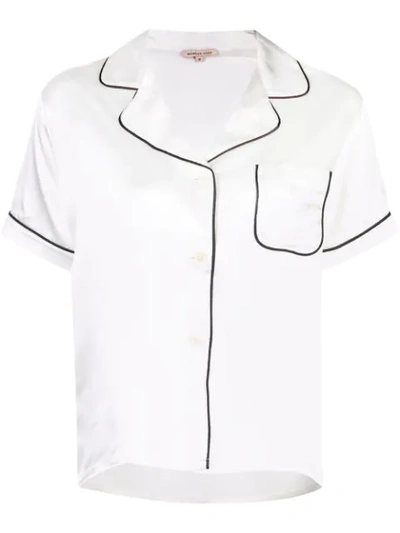 Morgan Lane Katelyn Short-sleeve Silk Lounge Top In White ,black