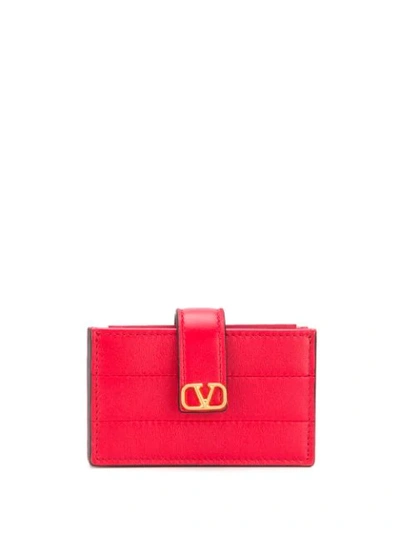 Valentino Garavani Diary Lines Gusset Wallet In Red