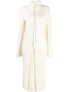 Jil Sander Long Ribbed Knitted Wool Cardigan In Neutrals