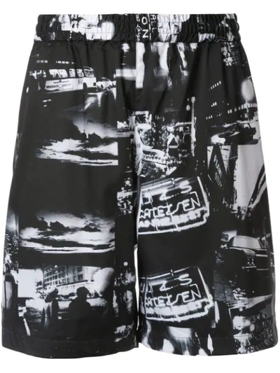 Loveless Printed Relaxed Fit Shorts In Black