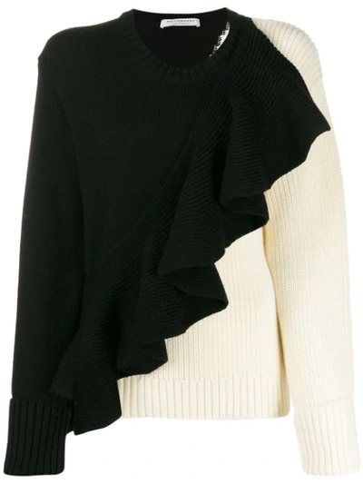Philosophy Di Lorenzo Serafini Ruffled Two-tone Ribbed Wool Sweater In Multi