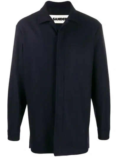 Jil Sander Midi Shirt Jacket In 402 Blue Navy