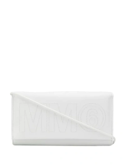 Mm6 Maison Margiela Stitched Logo Wallet Bag In White