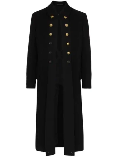 Yohji Yamamoto Button Detail Military Coat - Black