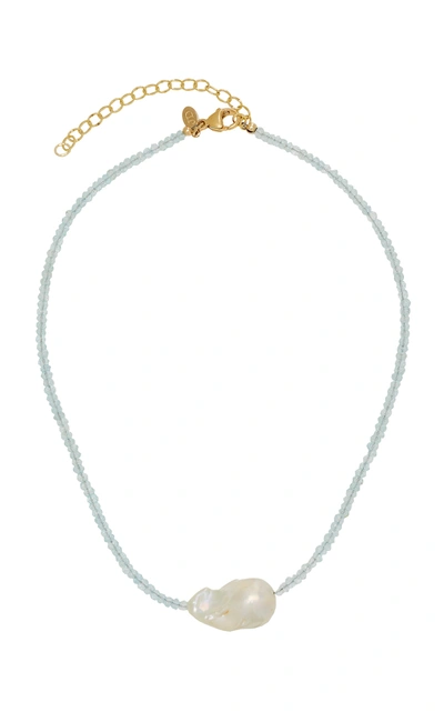 Joie Digiovanni Gold-filled; Aquamarine And Pearl Necklace In Blue