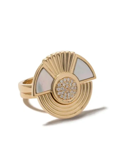 Fairfax & Roberts 18kt Yellow Gold Cleopatra Diamond And Mother-of-pearl Ring