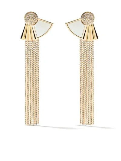 Fairfax & Roberts 18kt Yellow Gold Tassel Diamond And Mother-of-pearl Earrings