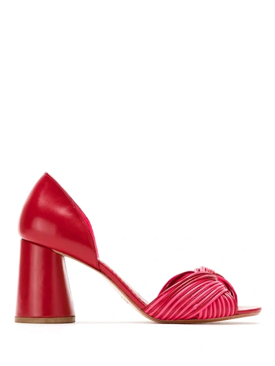 Sarah Chofakian Neon Leather Pumps In Red