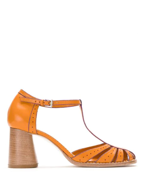 Sarah Chofakian Pumps Mit Blockabsatz In Orange Modesens