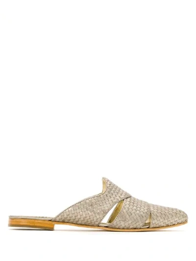 Sarah Chofakian Woven Metallic Mules