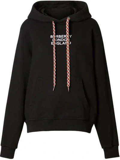 Burberry Oversized Logo-embroidered Hoodie In Black