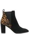 Albano Animal Print Panel Boots In Black