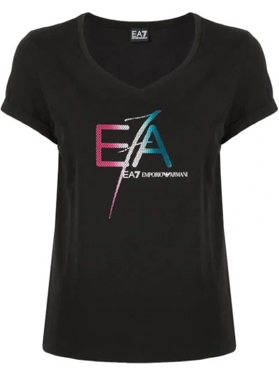 Ea7 Logo T-shirt In Black