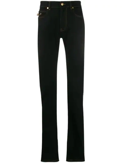 Versace Flared Safety-pin Jeans In Black