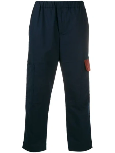 Kenzo Cropped Cargo Trousers In Blue