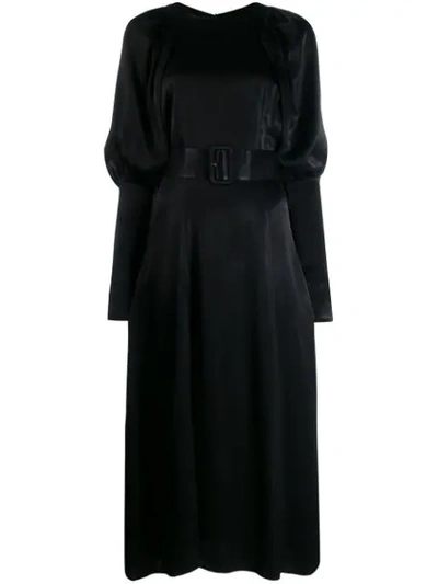 Rotate Birger Christensen Belted Midi Dress In Black