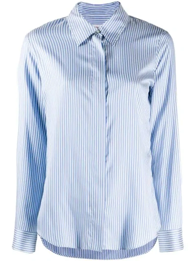 Alberto Biani Striped Button Shirt In Blue