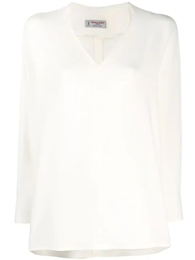 Alberto Biani V-neck Blouse In White